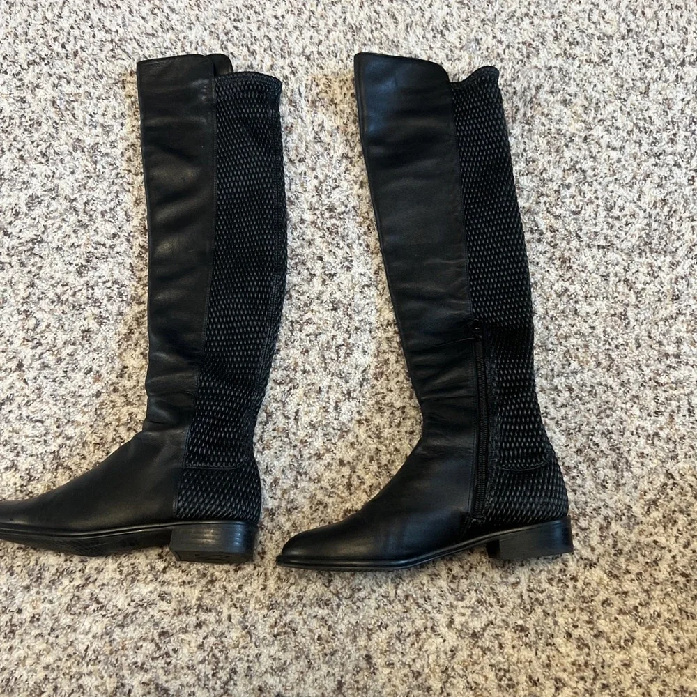 Stuart Weitzman Women size 6M ALLGOOD Black Nappa Over‎ the Knee Boots